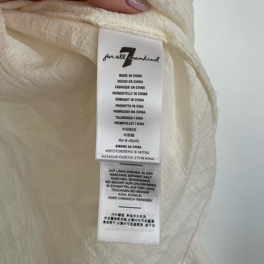 7 For All Mankind Balloon Sleeve Top in Creamy White Size S 100% Cotton - Picture 10 of 12